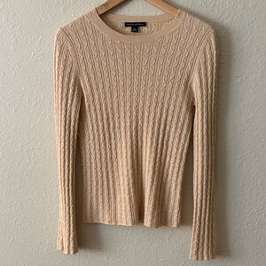 Banana Republic Beige Cable Knit Sweater Angora Cream Vintage Y2K Size S CBK